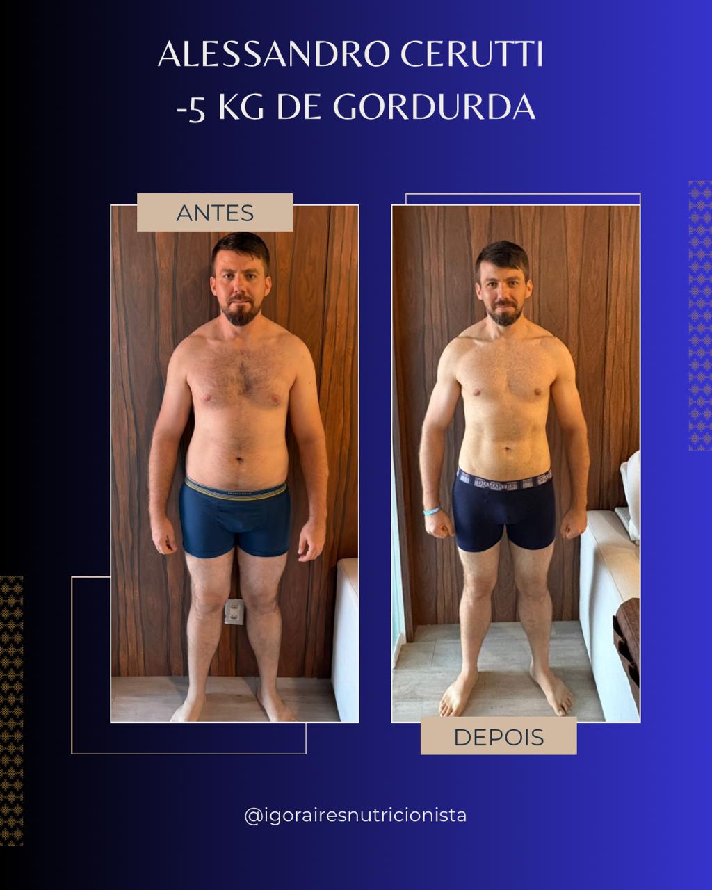 Alessandro Cerutti — Antes e depois: -5kg de gordura